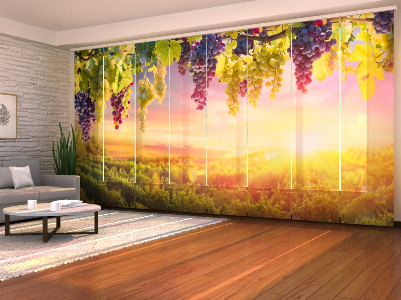 Juego de 8 paneles de cortinas Racimos de uvas en el sol de verano