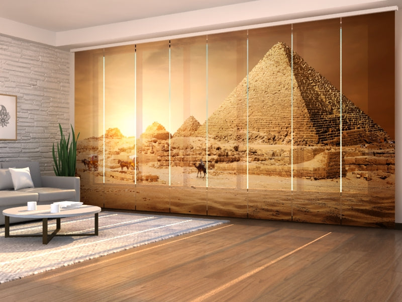 Set of 8 Panel Curtains Egyptian Pyramids