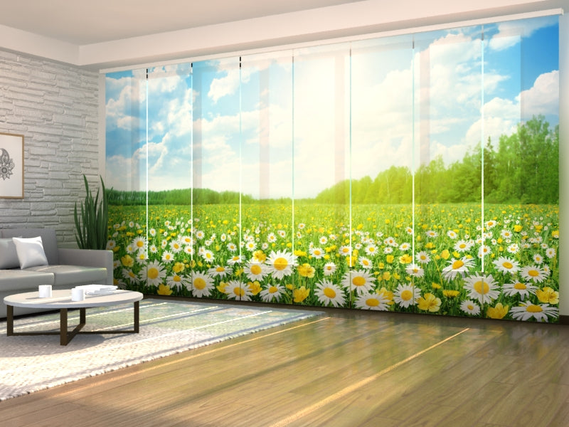 Set of 8 Panel Curtains Field of Camomiles 2