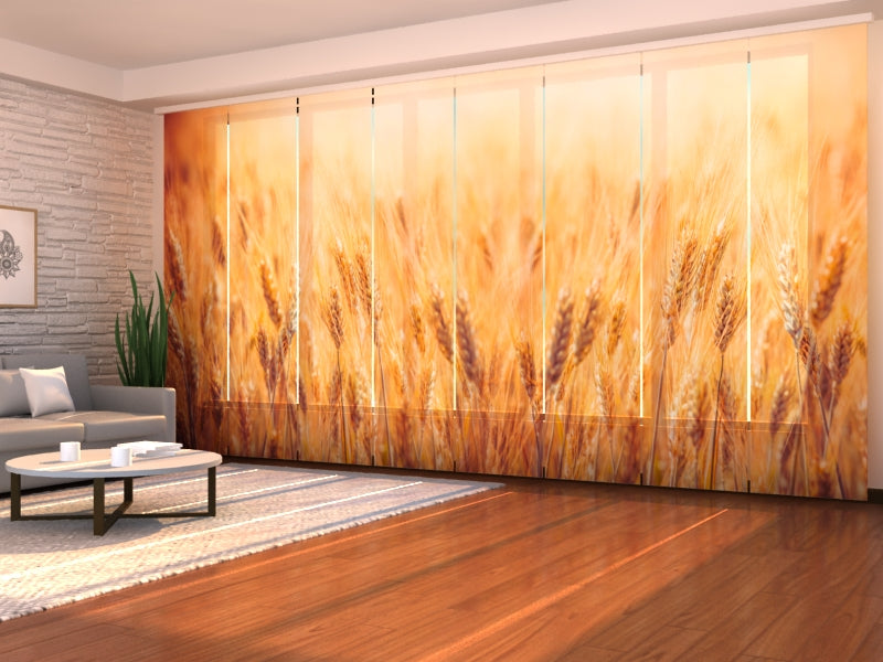 Set of 8 Panel Curtains Golden Wheat Field
