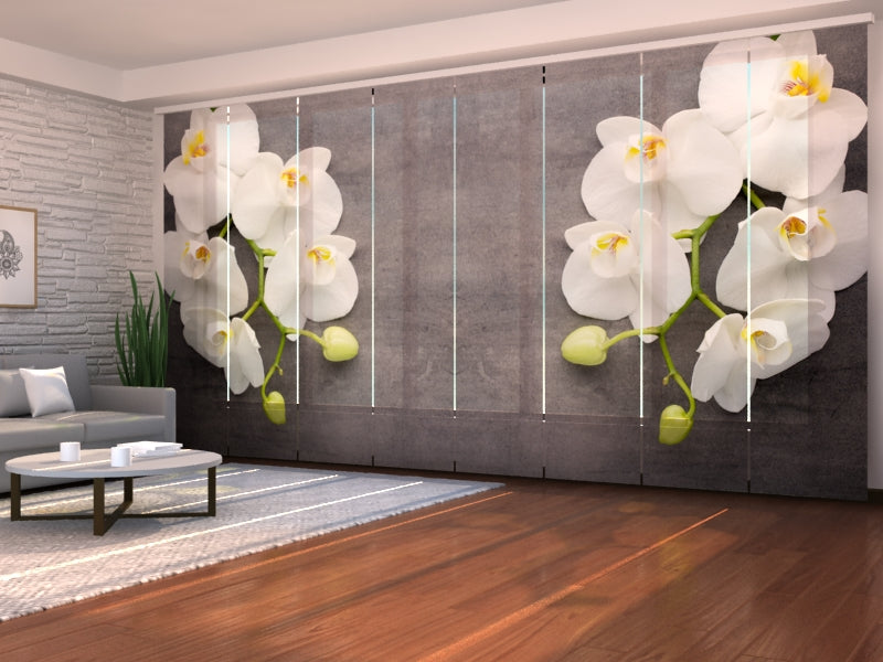 Set of 8 Panel Curtains Gray and White