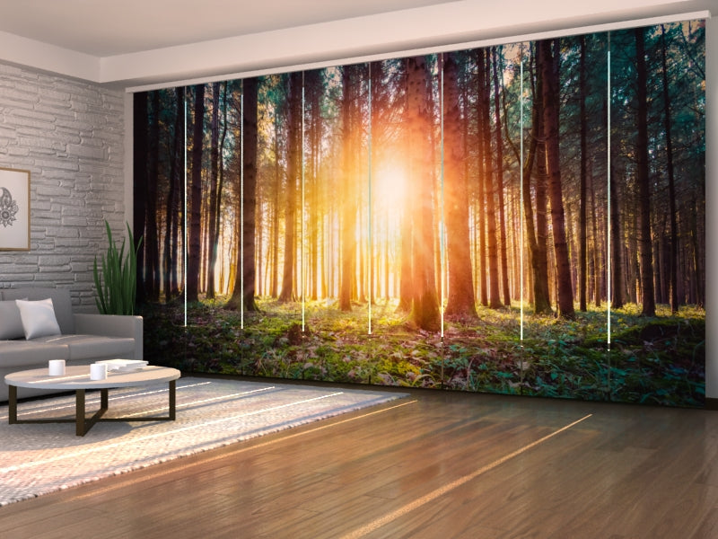 Set of 8 Panel Curtains Magical Sunset in the Woodland