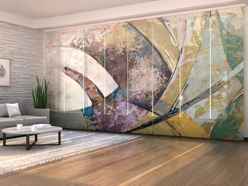 Ensemble de 8 panneaux de rideaux Peinture d'art abstrait moderne
