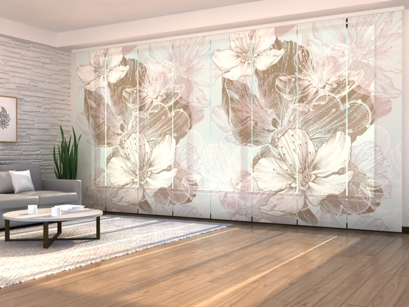 Ensemble de 8 panneaux de rideaux Floral moderne