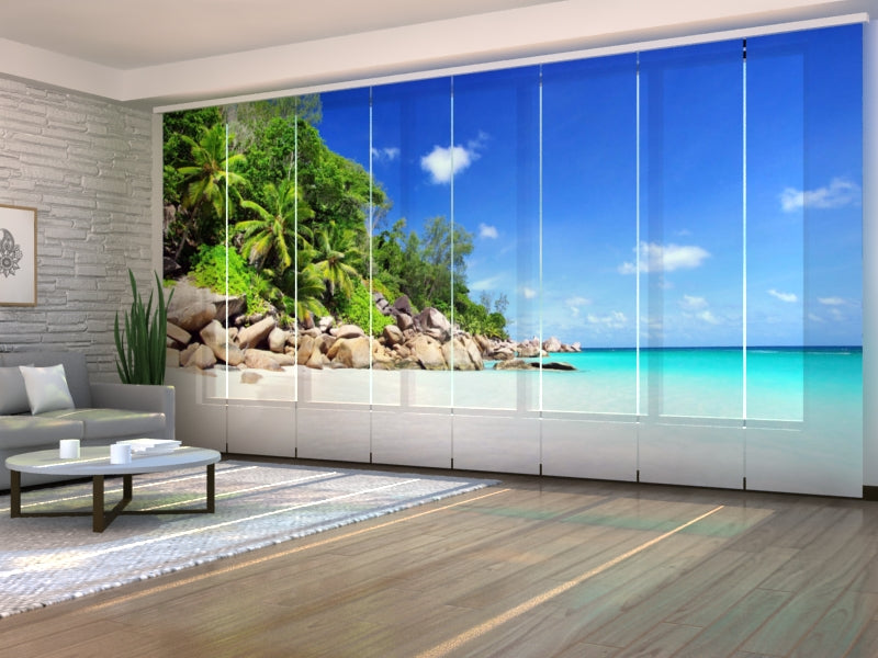 Ensemble de 8 panneaux rideaux Côte paradisiaque des Seychelles
