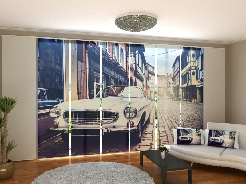 Set of 8 Panel Curtains Retro Car
