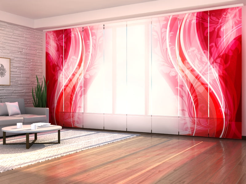 Ensemble de 8 panneaux rideaux Ruby Floral Abstraction