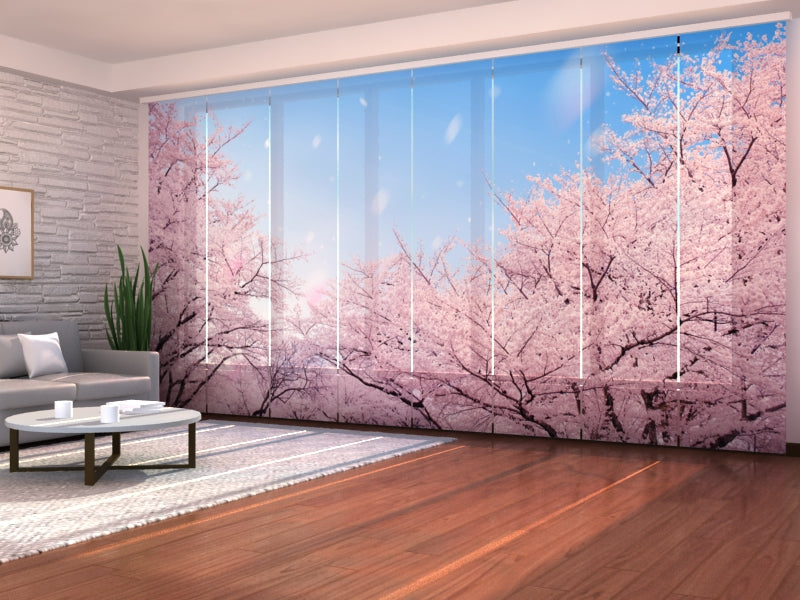 Set of 8 Panel Curtains Sakura Cherry Blossoms in Japan