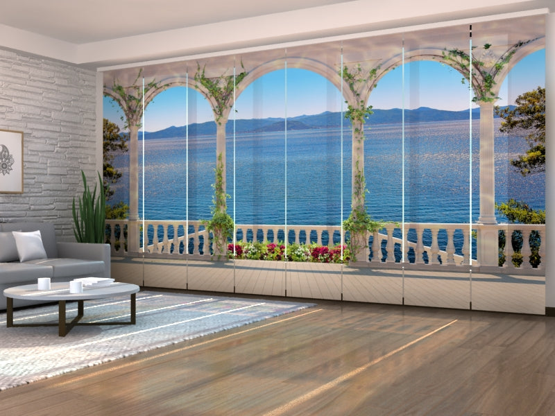 Set of 8 Panel Curtains Staircase to the Sea