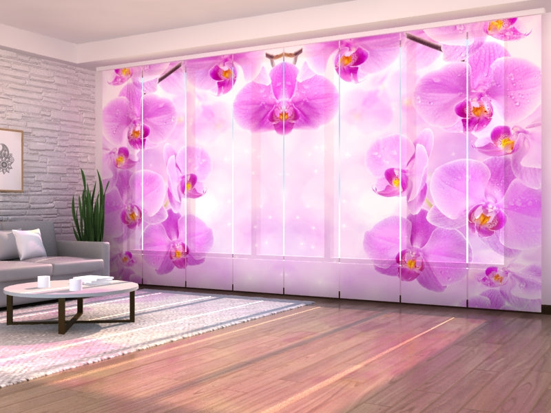 Set of 8 Panel Curtains Starry Orchids