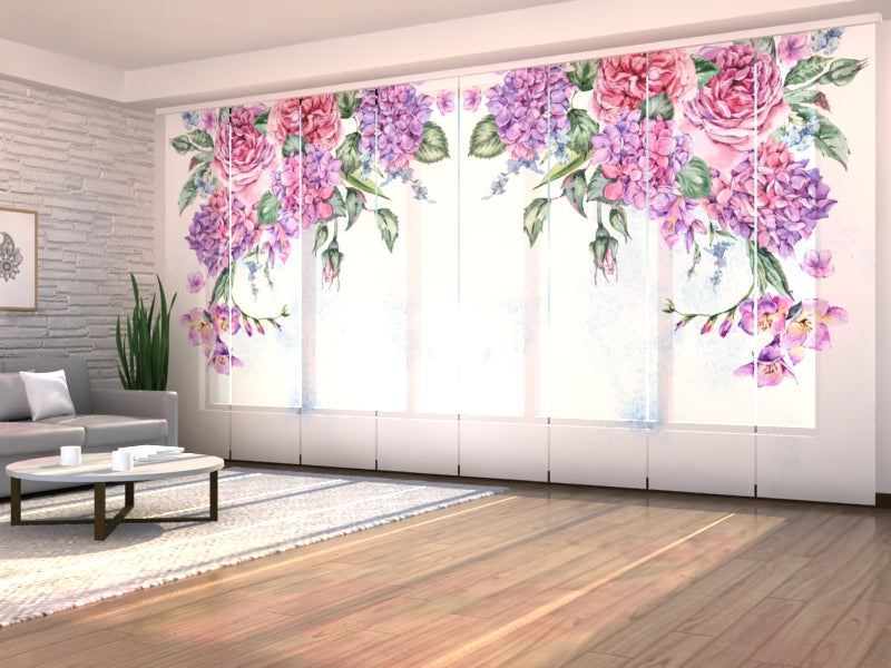 Set of 8 Panel Curtains Summer Watercolor