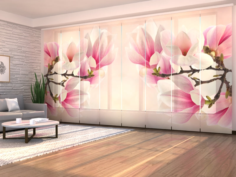 Set of 8 Panel Curtains Sweet magnolias