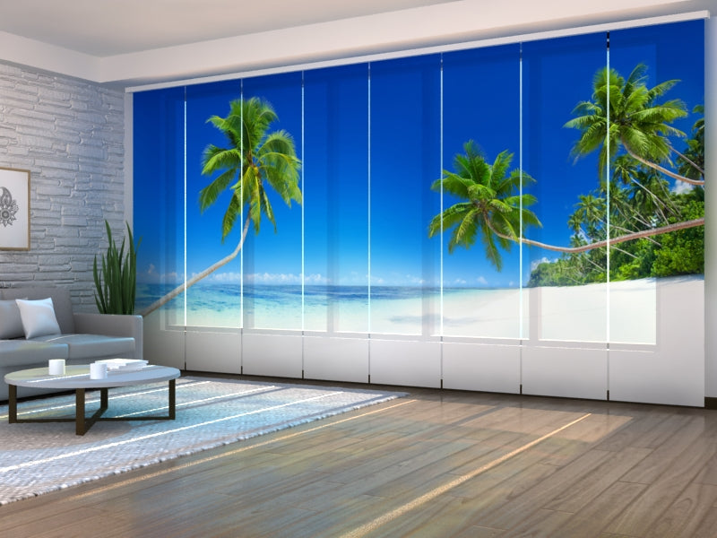 Lot de 8 panneaux rideaux Tropical Summer Beach