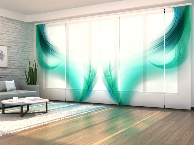 Sliding Panel Curtain Turquoise Abstraction