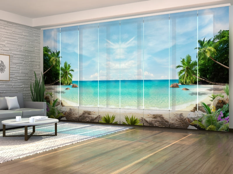 Set of 8 Panel Curtains Warm Coast