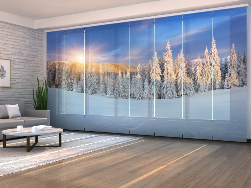 Set of 8 Panel Curtains Winter Sunrise