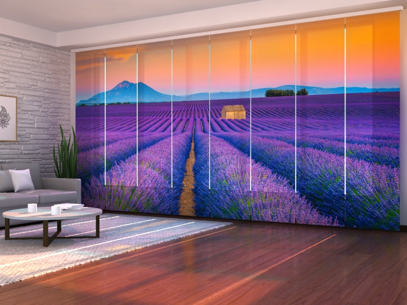 Set of 8 Panel Curtains Wonderful Lavender Fields in Provence