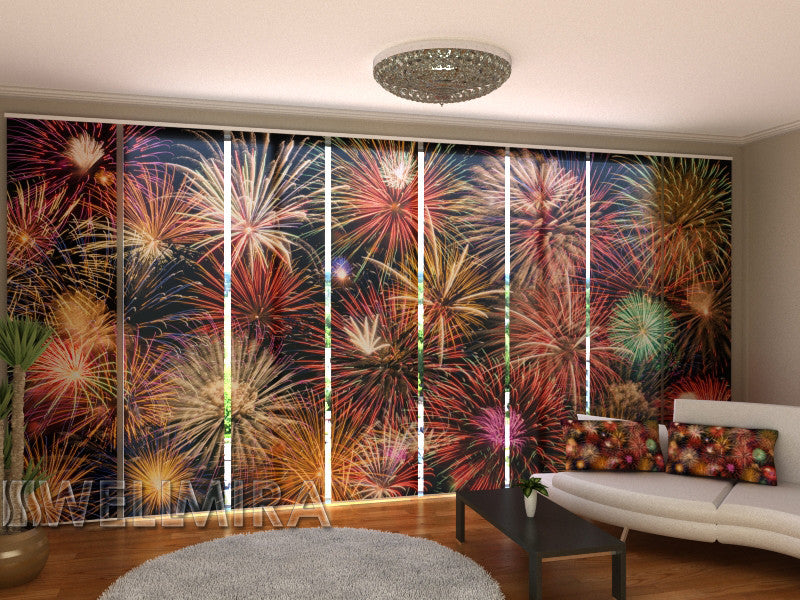 Set of 8 Panel Curtains Big Fireworks - Wellmira