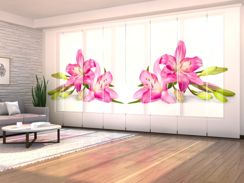 Rideau à Panneaux Grands Lys Roses