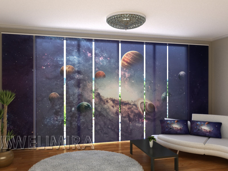 Set of 8 Panel Curtains Creating Planets - Wellmira