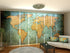 Set of 8 Panel Curtains Golden World map - Wellmira