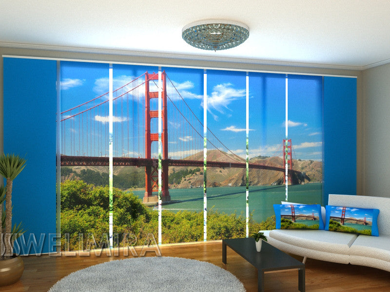 Set of 8 Panel Curtains Golden Gate Bridge - Wellmira