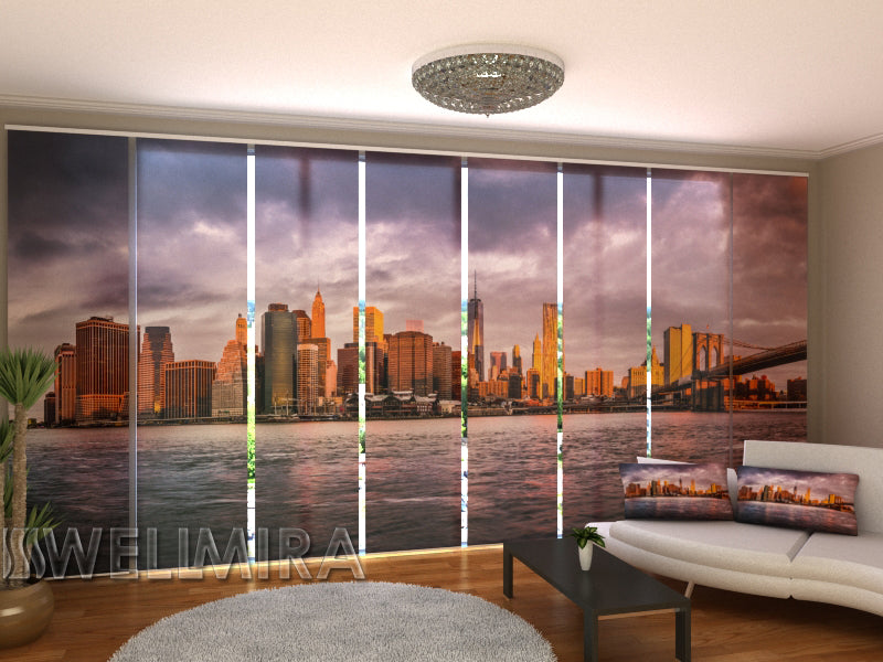 Set of 8 Panel Curtains Sunset over New York - Wellmira