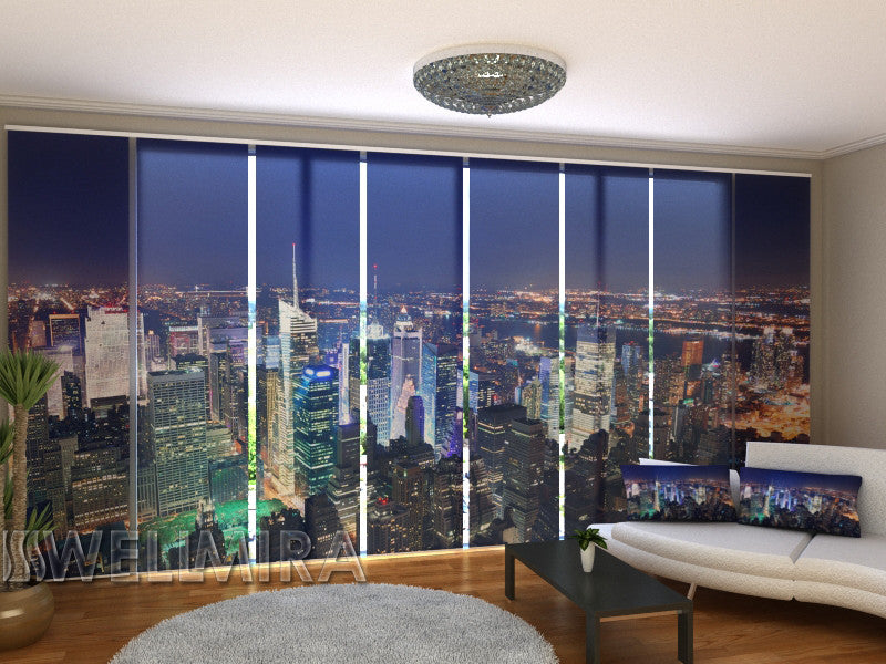 Set of 8 Panel Curtains Times Square Panorama - Wellmira