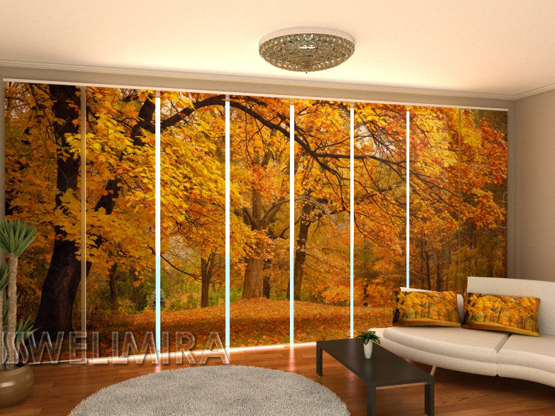Set of 8 Panel Curtains Autumn in the Park - Wellmira