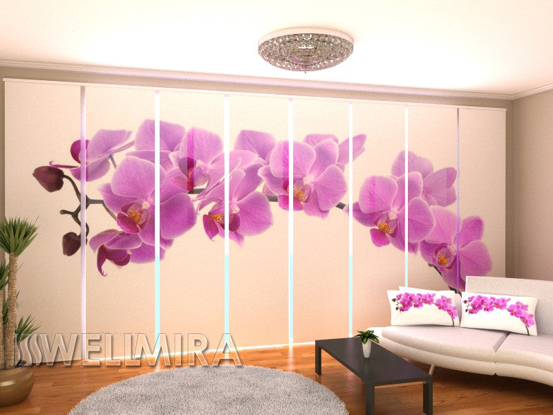 Set of 8 Panel Curtains Big Orchid - Wellmira