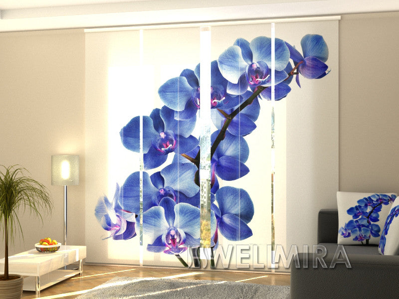 Set of 4 Panel Curtains Blue Orchid - Wellmira
