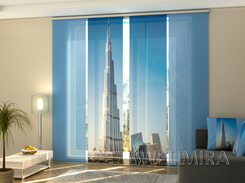 Set of 4 Panel Curtains Dubai Skyscraper - Wellmira