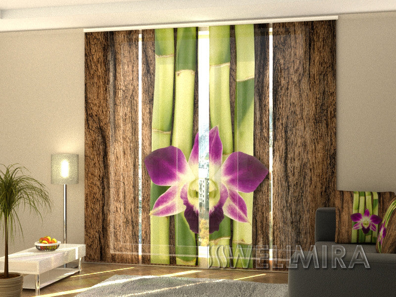 Set of 4 Panel Curtains Four Shoots of Bamboo - Wellmira