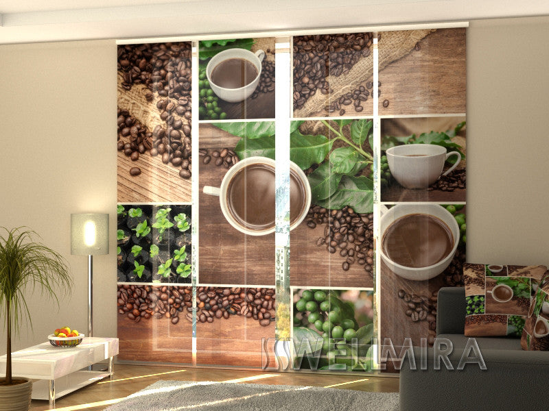 Set of 4 Panel Curtains Green Coffe - Wellmira
