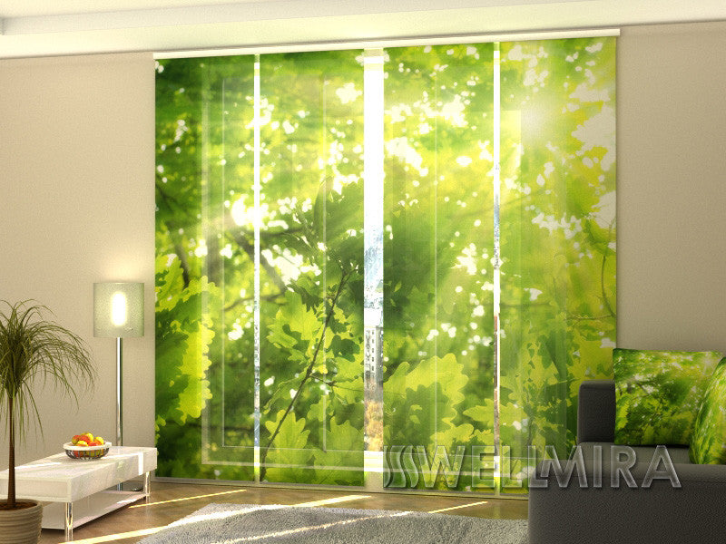Set of 4 Panel Curtains Leaves 2 - Wellmira