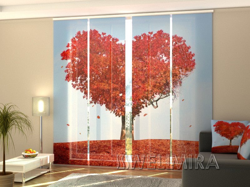 Set of 4 Panel Curtains Love Tree - Wellmira