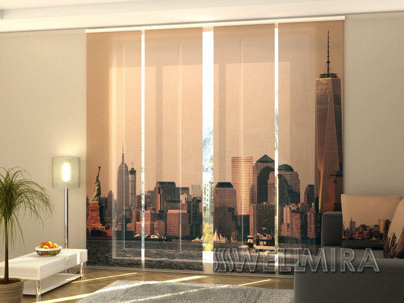 Set of 4 Panel Curtains Manhattan Skyline - Wellmira