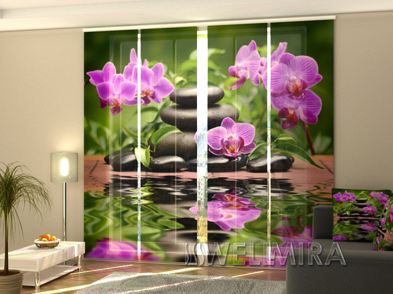 Set of 4 Panel Curtains Orchids in the Garden - Wellmira