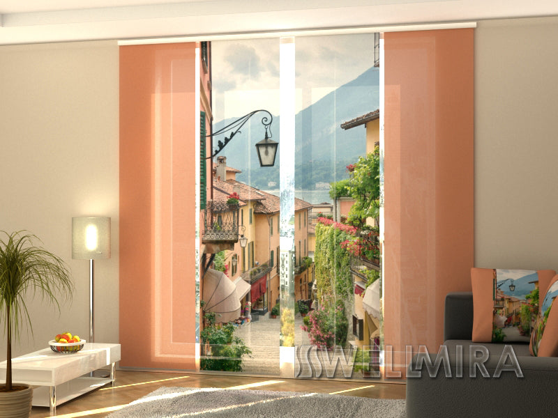 Set of 4 Panel Curtains Picturesque town of Italy - Wellmira