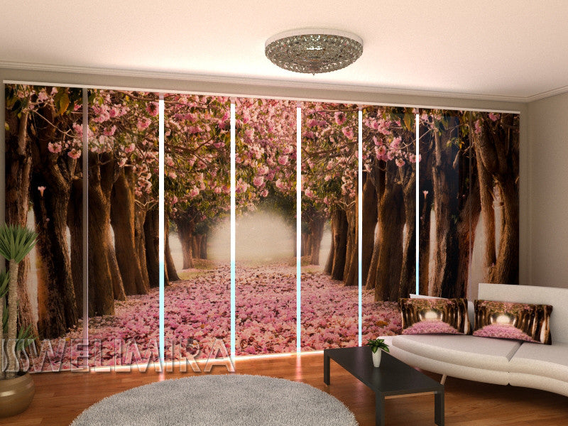 Set of 8 Panel Curtains Spring Magnolias - Wellmira