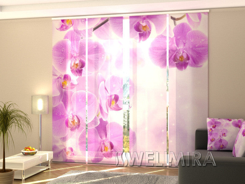 Set of 4 Panel Curtains Starry Orchid - Wellmira