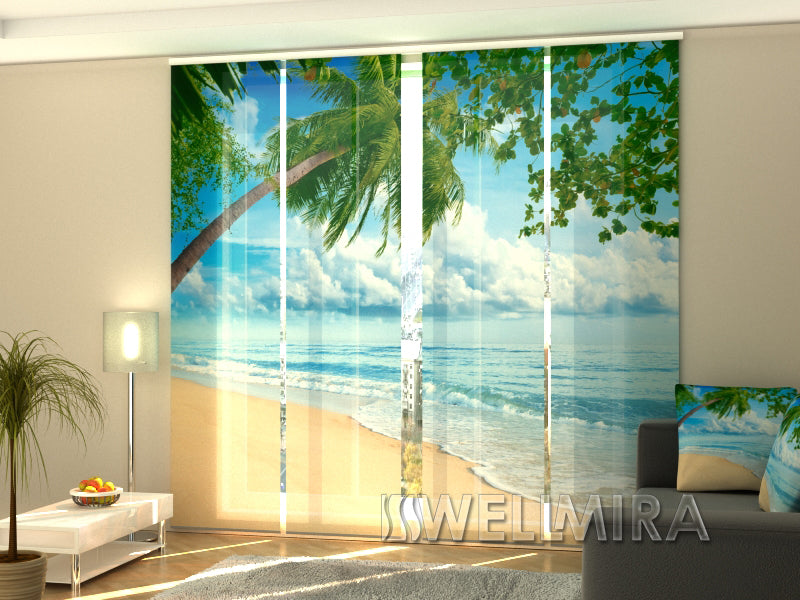 Set of 4 Panel Curtains Summer Beach - Wellmira