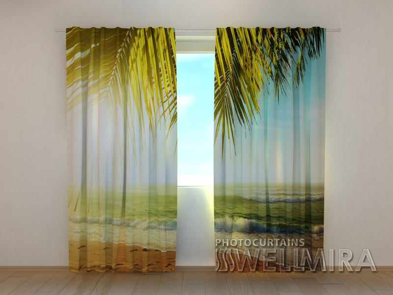 Photo Curtain Palm Branches - Wellmira