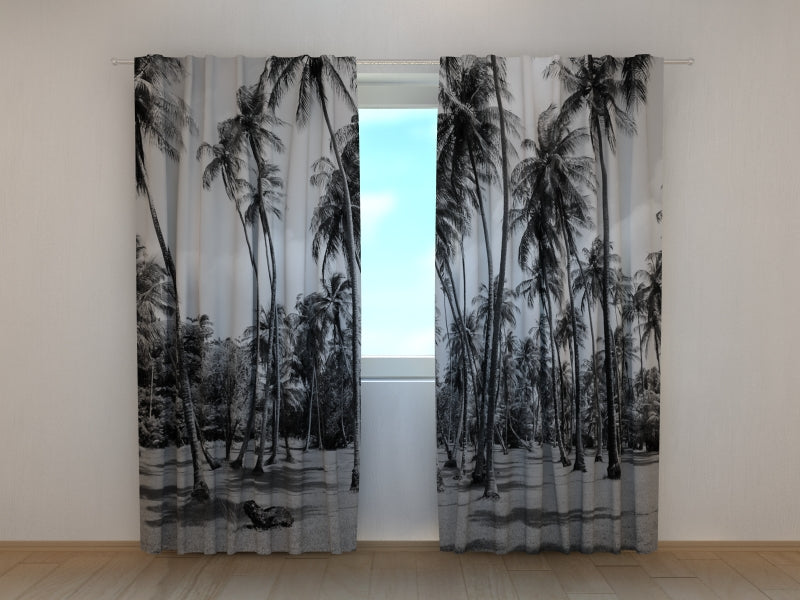 Photo Curtain Palm Trees in Black and White