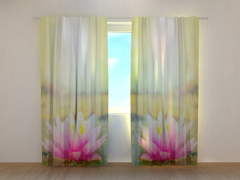 Photo Curtain Pink Lotus at a Morning Sun