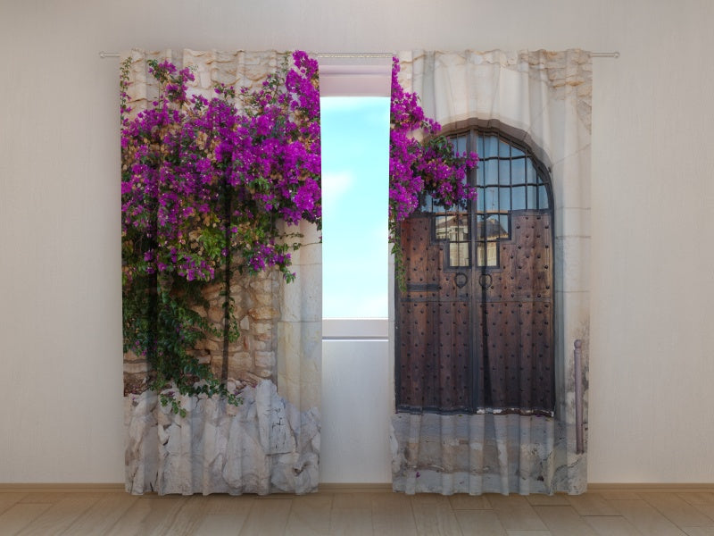 Photocurtain Purple Bush and Old Door - Wellmira