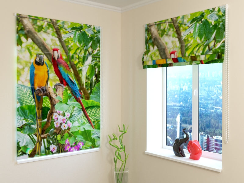 Roman Blind Beautiful Parrots Macaw