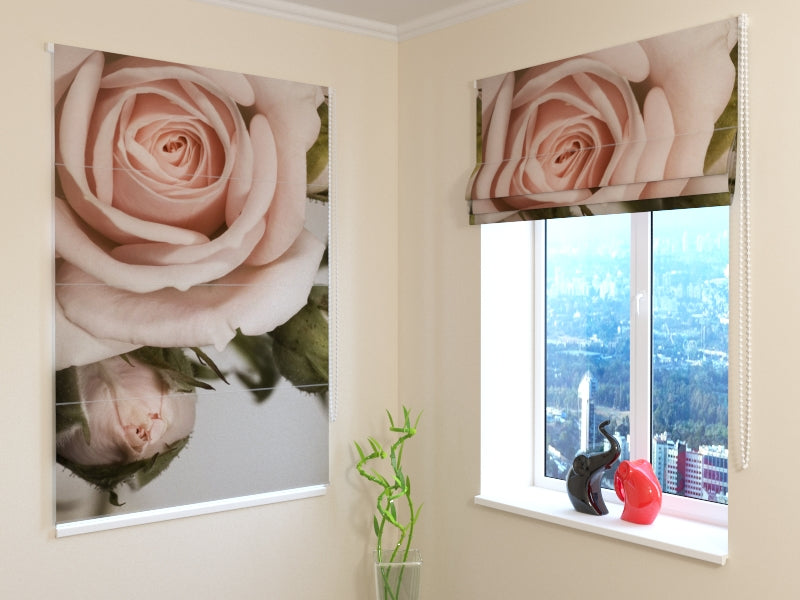 Roman Blind Beautiful Rose with Buds