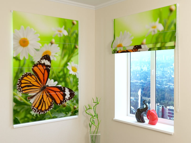 Roman Blind Butterfly and Camomiles