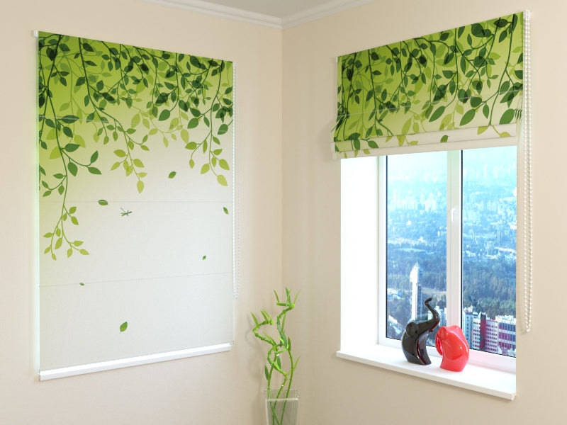 Roman Blind Green Lianas with Leaves